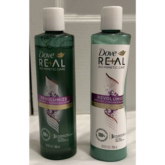 Dove Real Bio-Mimetic Revolumize Coconut Collagen Shampoo & Conditioner Set NEW - Picture 1 of 2